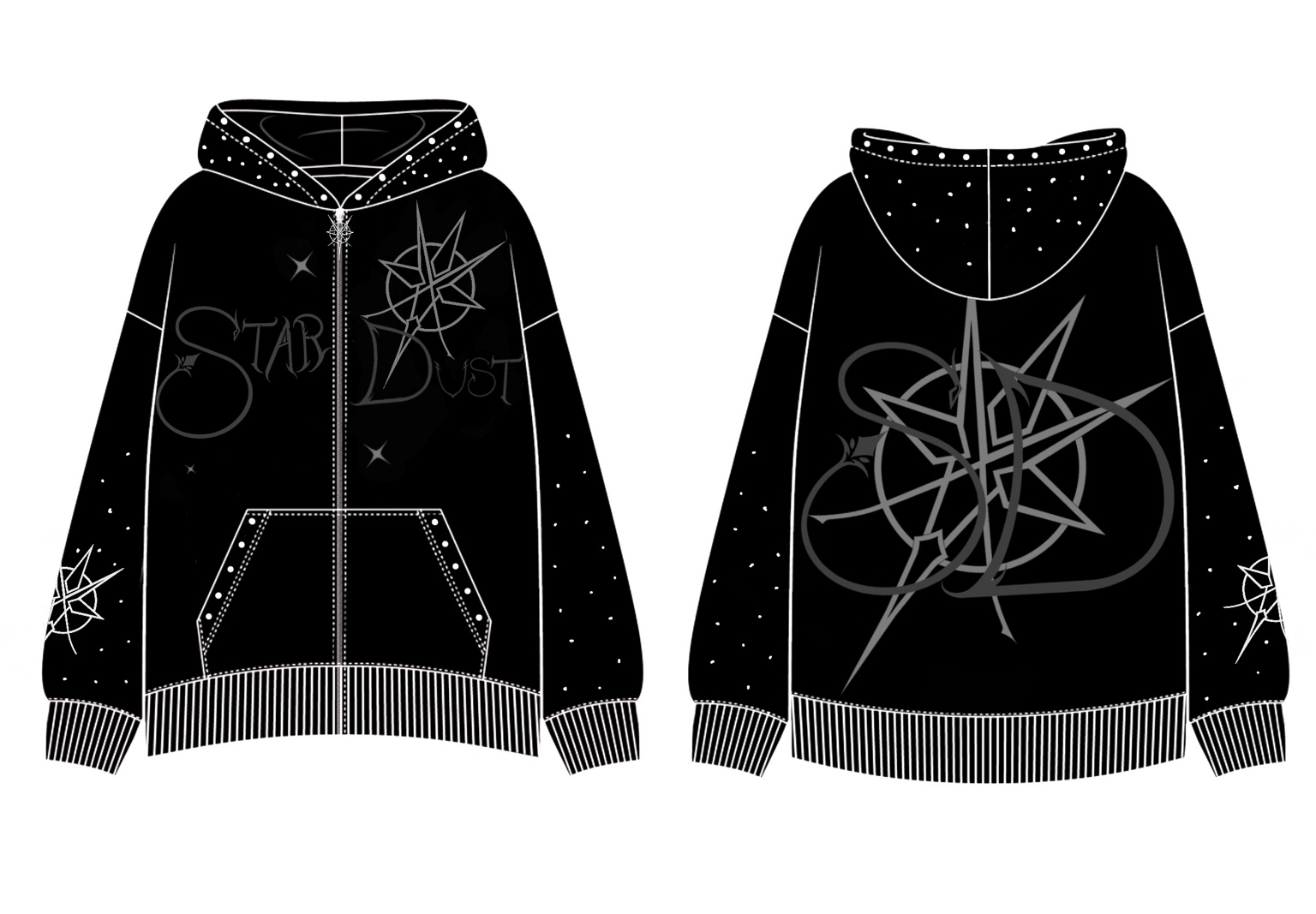 StarDust Hoodie: Dark-star Black